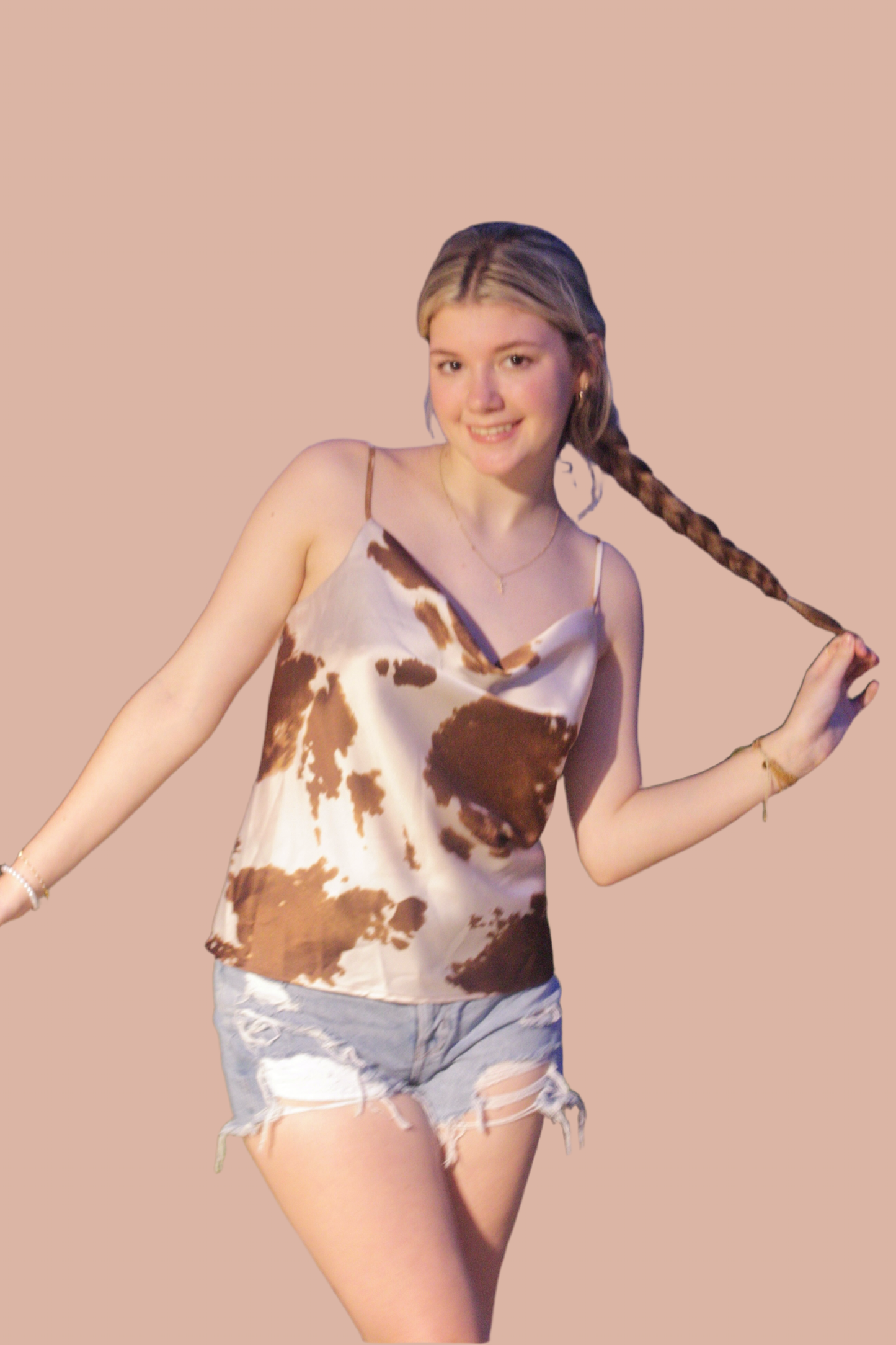 Western Cow Print Silky Tank Top