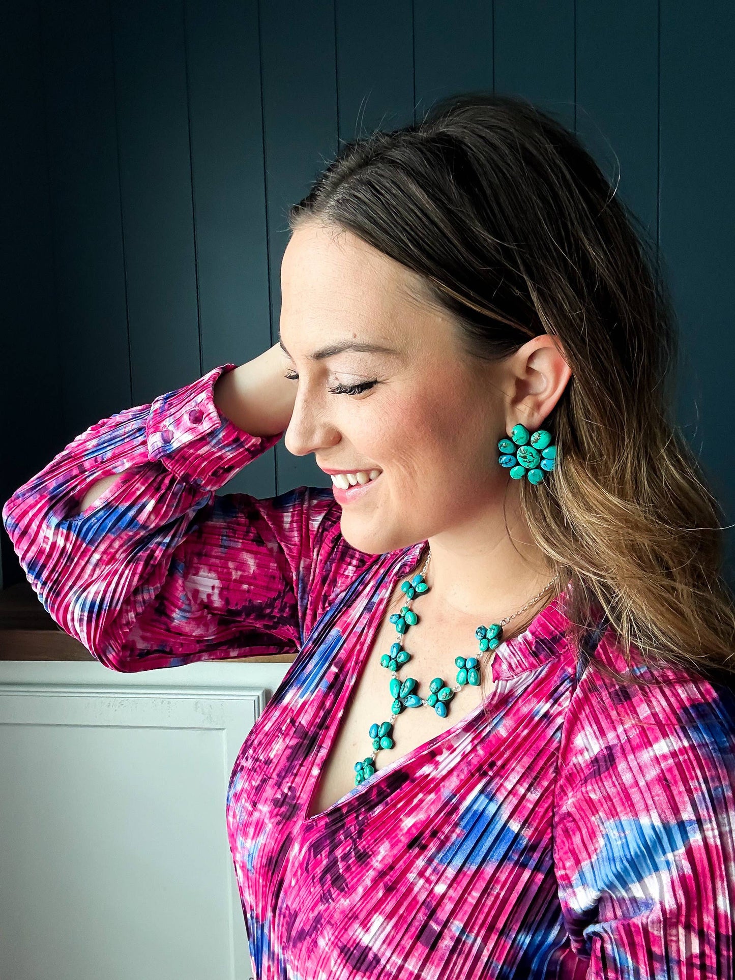 Tucson Turquoise Stud earrings, faux turquoise jewelry