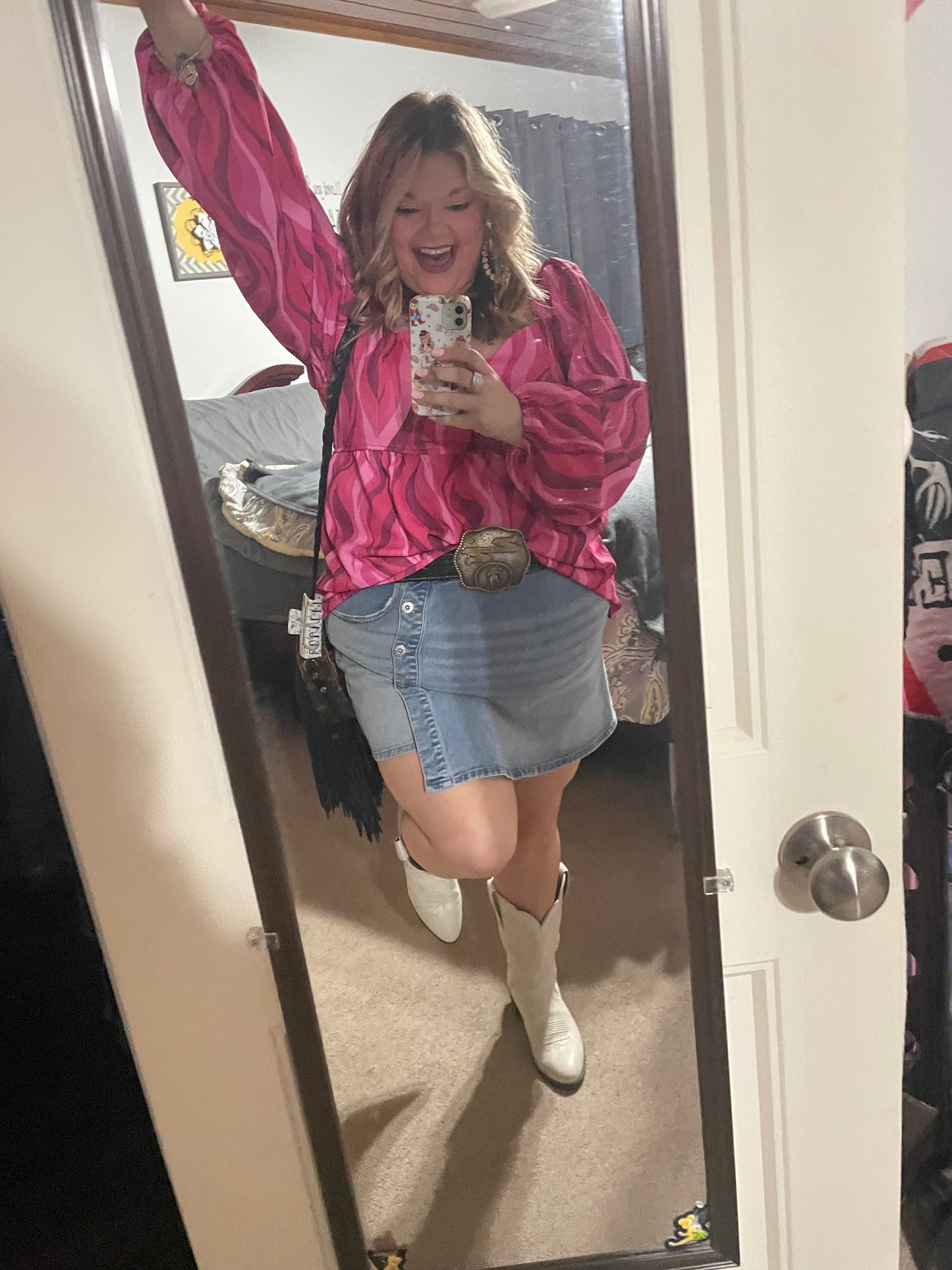 Flirty in Fuchsia Balloon-Sleeve Blouse