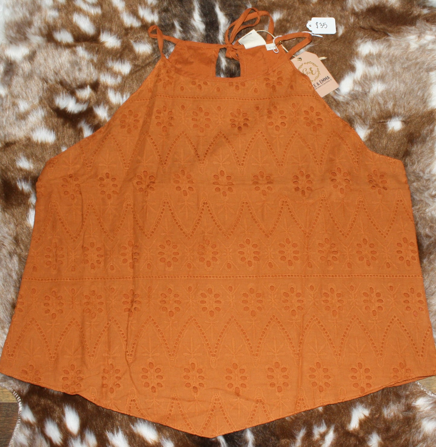 Rust Eyelet Top
