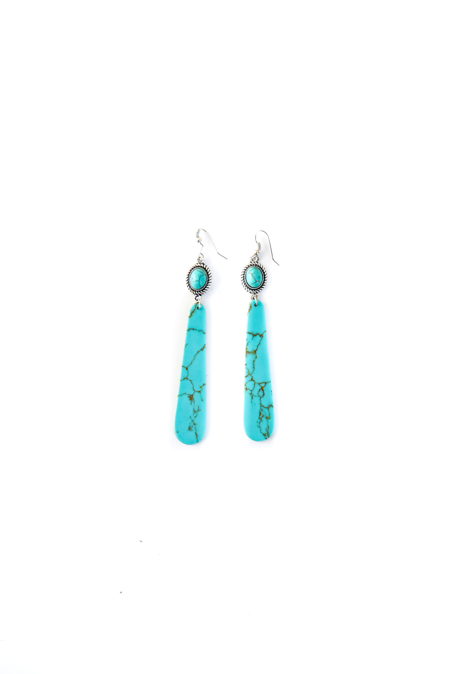Turquoise Slab Earring(Silver)