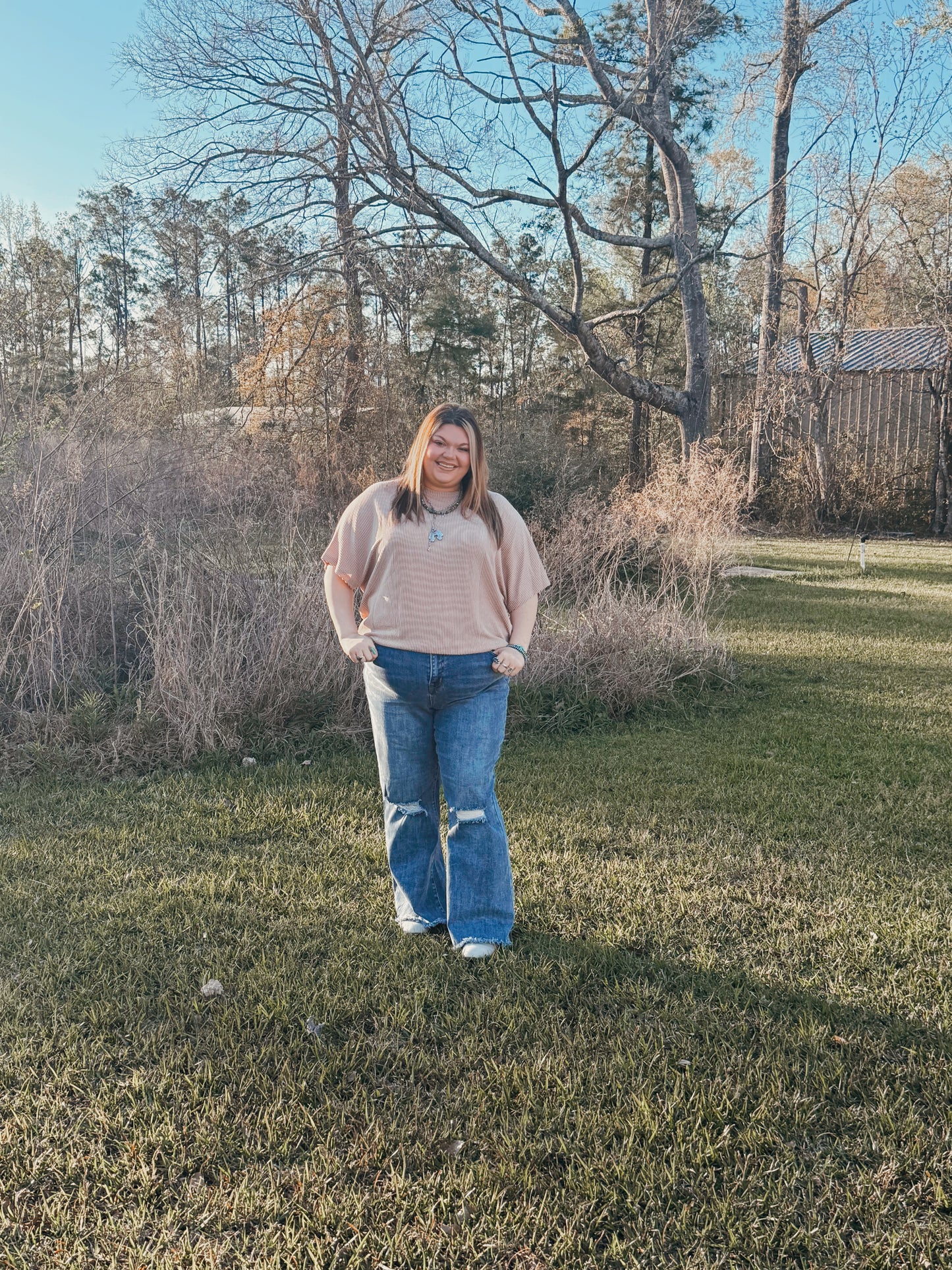 The Camila Distressed High Rise Flares
