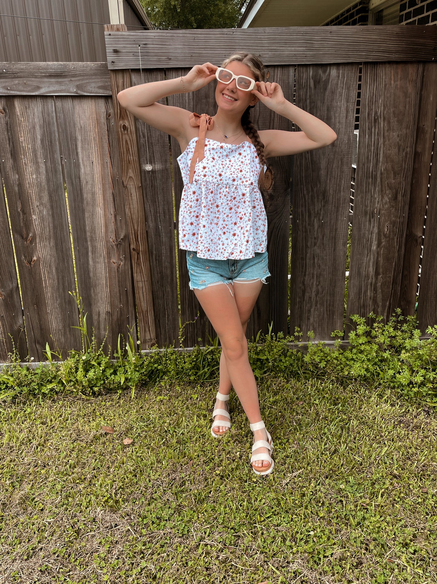 Floral Bow Tie Tank