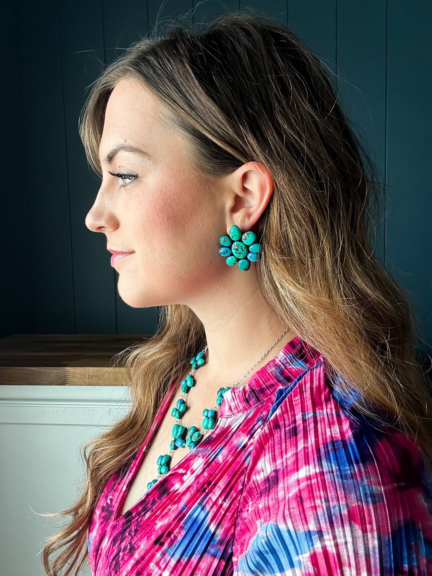 Tucson Turquoise Stud earrings, faux turquoise jewelry