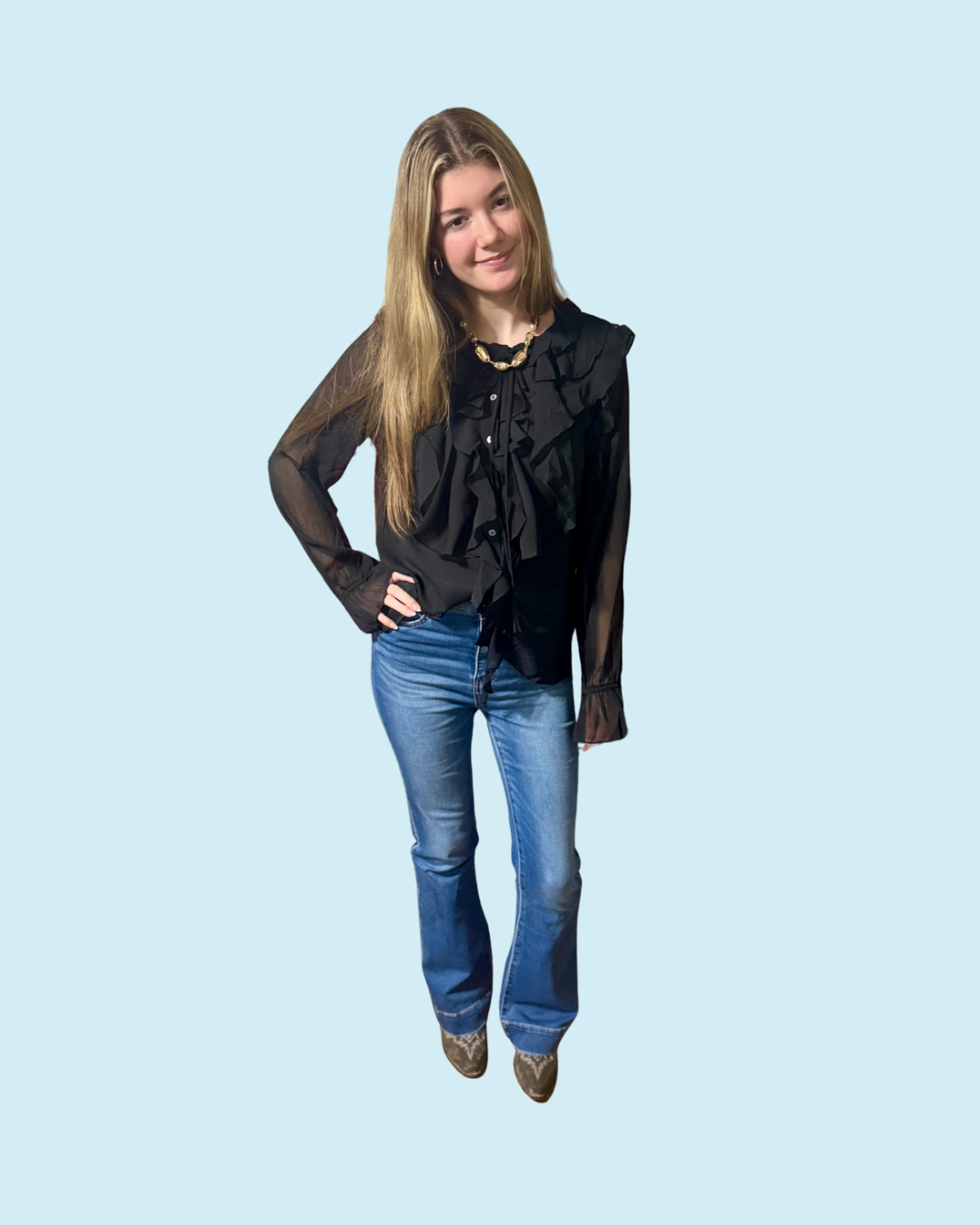 SUPER HIGH RISE TROUSER HEM JEANS