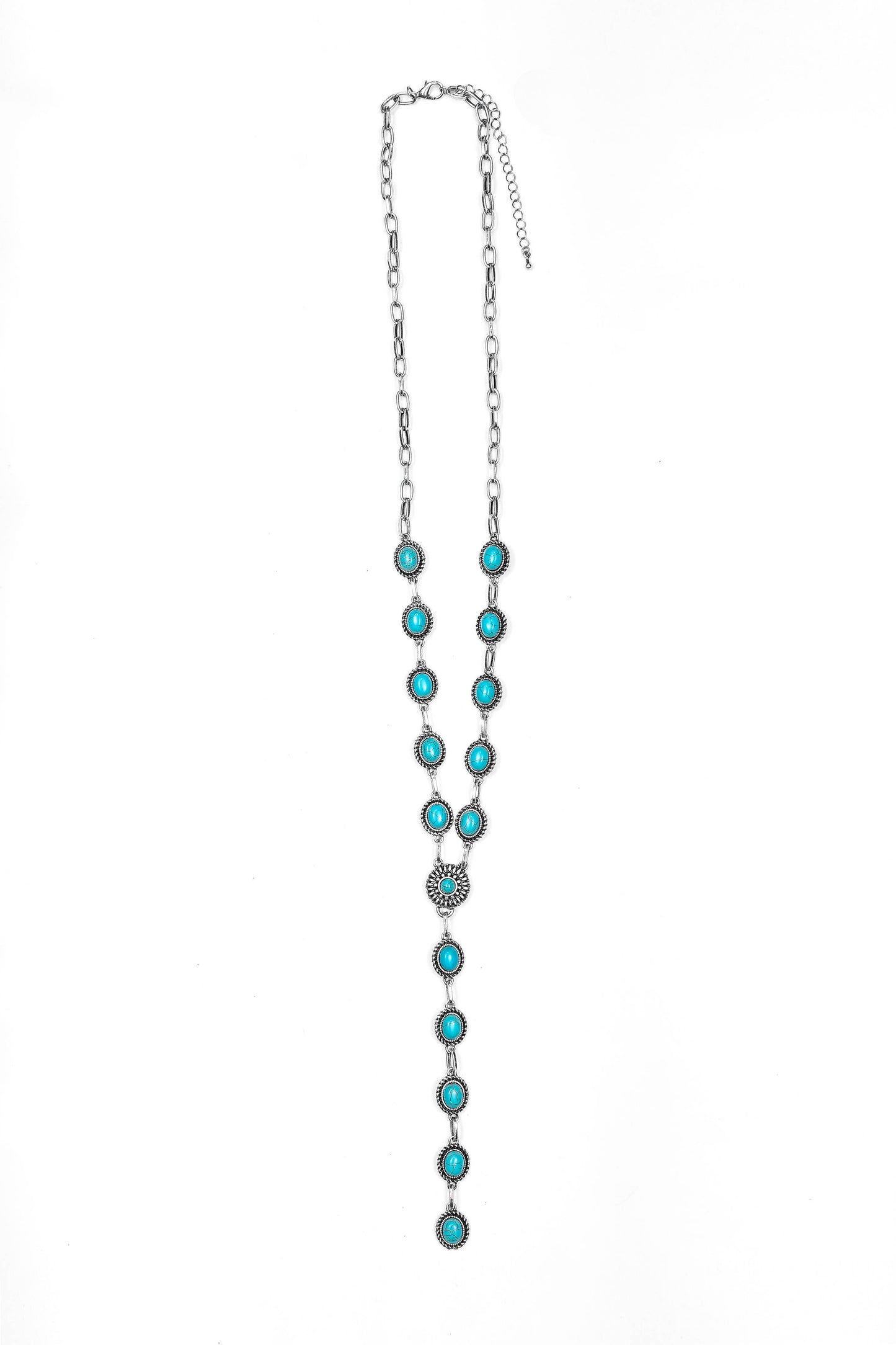 Silver and Turquoise Concho Lariat