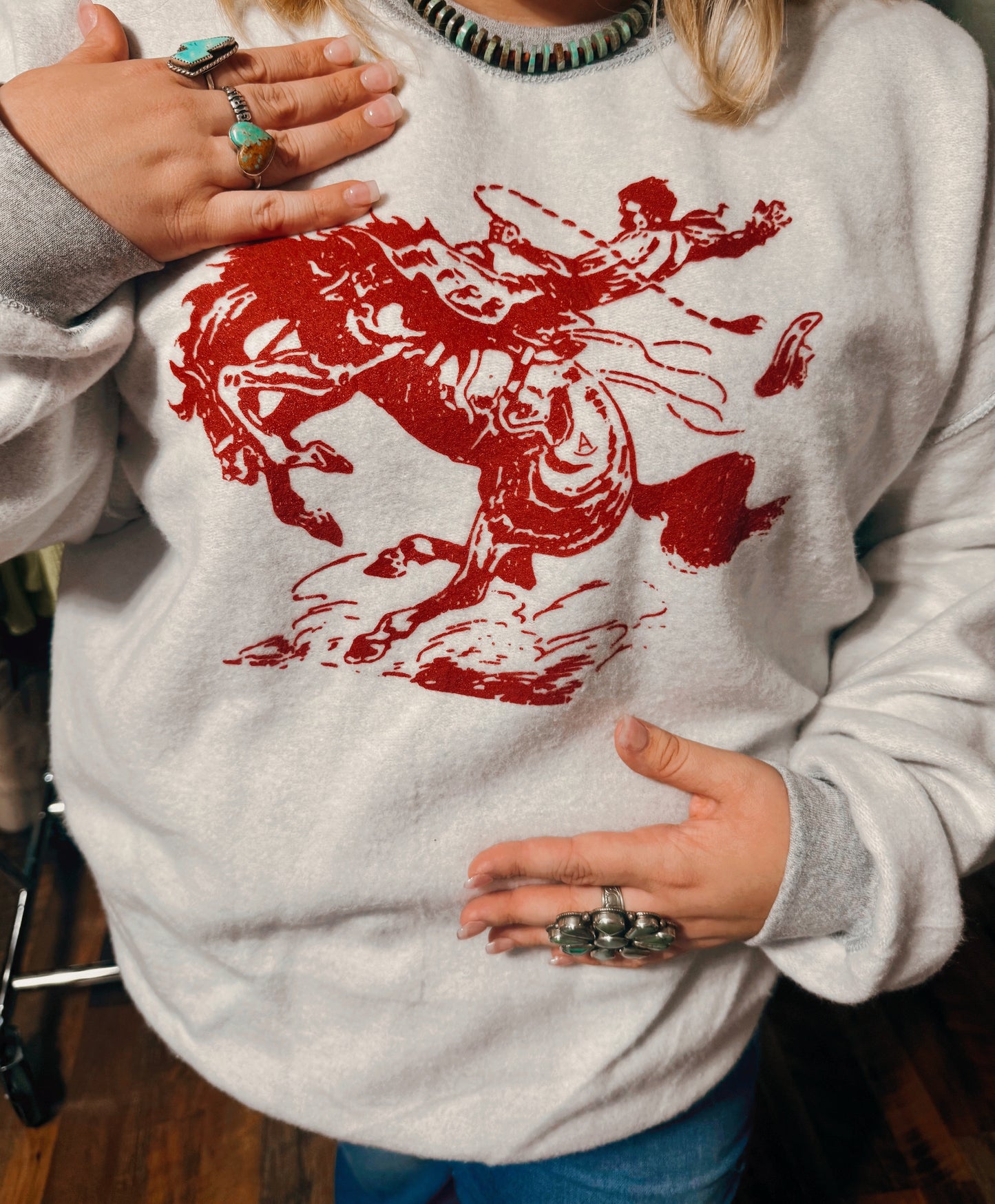 Roughstock Red Bronc western sweatshirt