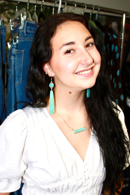 Turquoise Slab Earring(Silver)