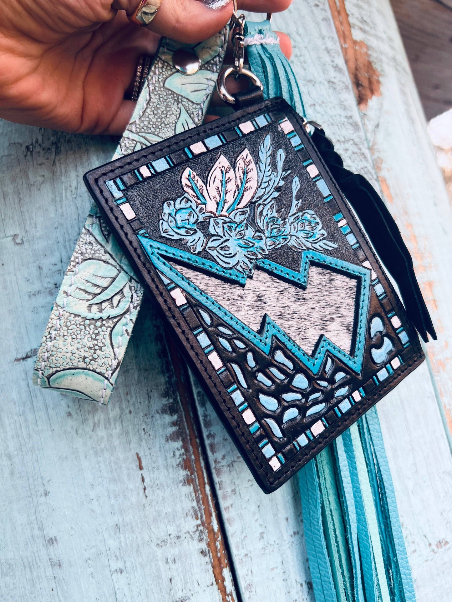 Lighting Bolt Turquoise Mini Wallet