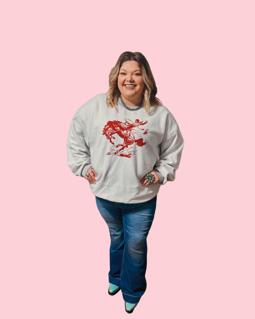 Roughstock Red Bronc western sweatshirt
