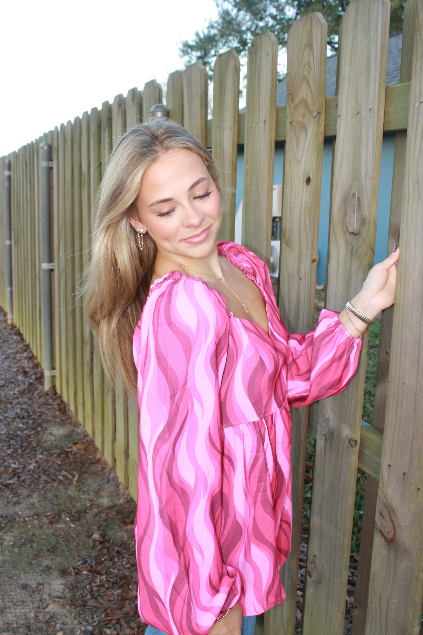 Flirty in Fuchsia Balloon-Sleeve Blouse