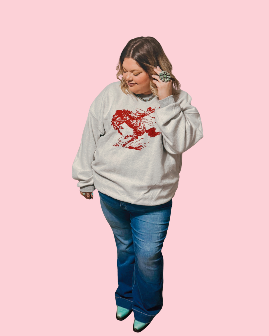 Roughstock Red Bronc western sweatshirt