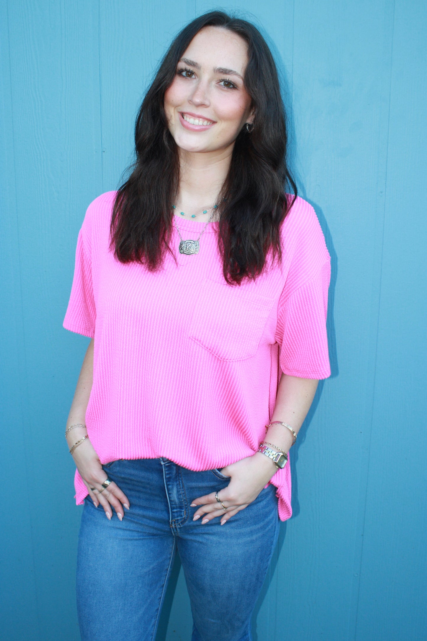 Belt Buckle Initial Necklace