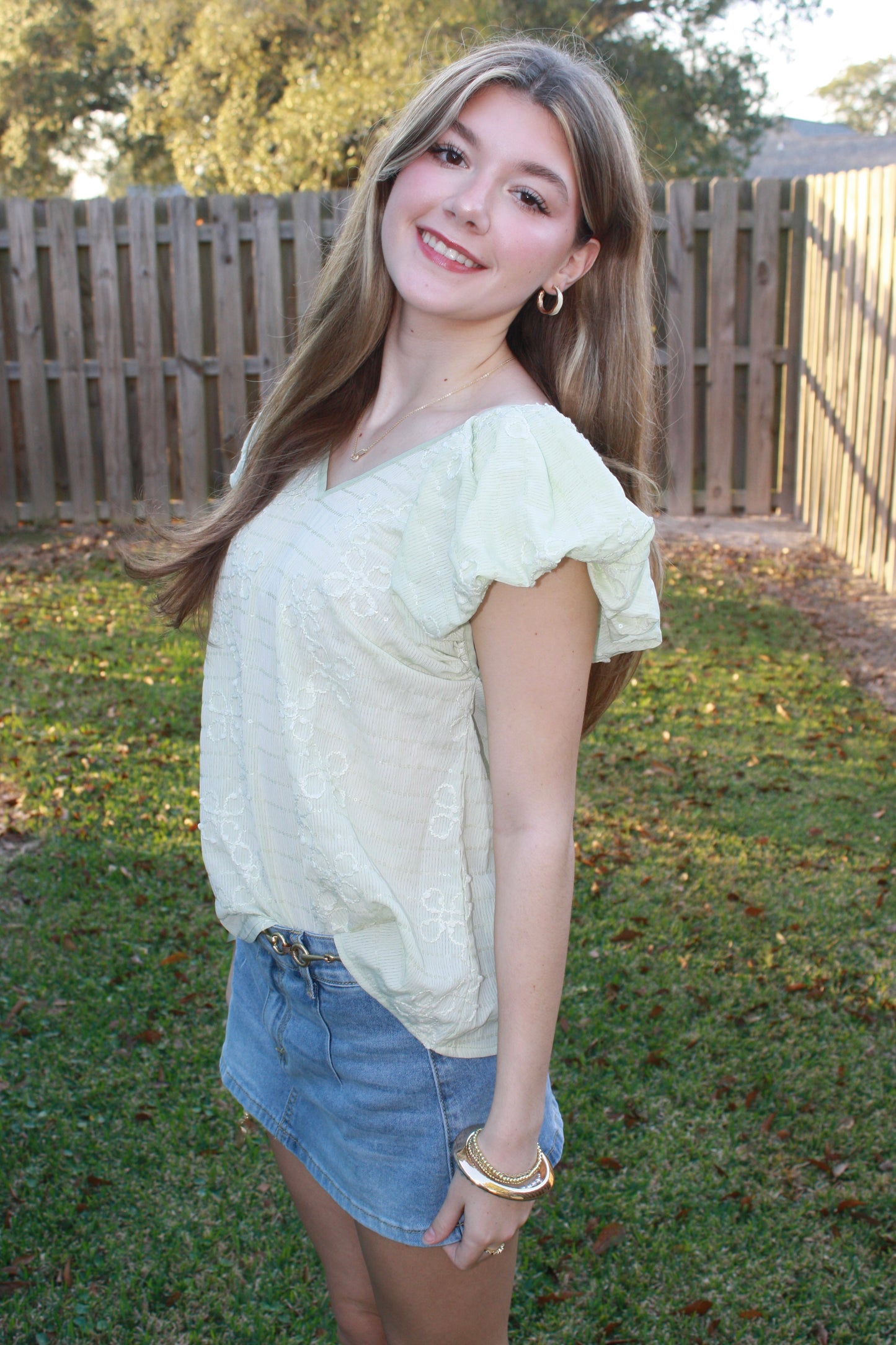 Mint Short Sleeve Blouse