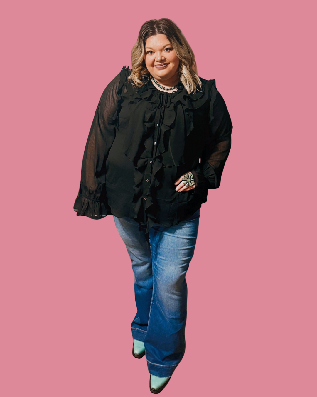 PLUS TUMMY CONTROL SUPER HIGH RISE FLARE JEANS