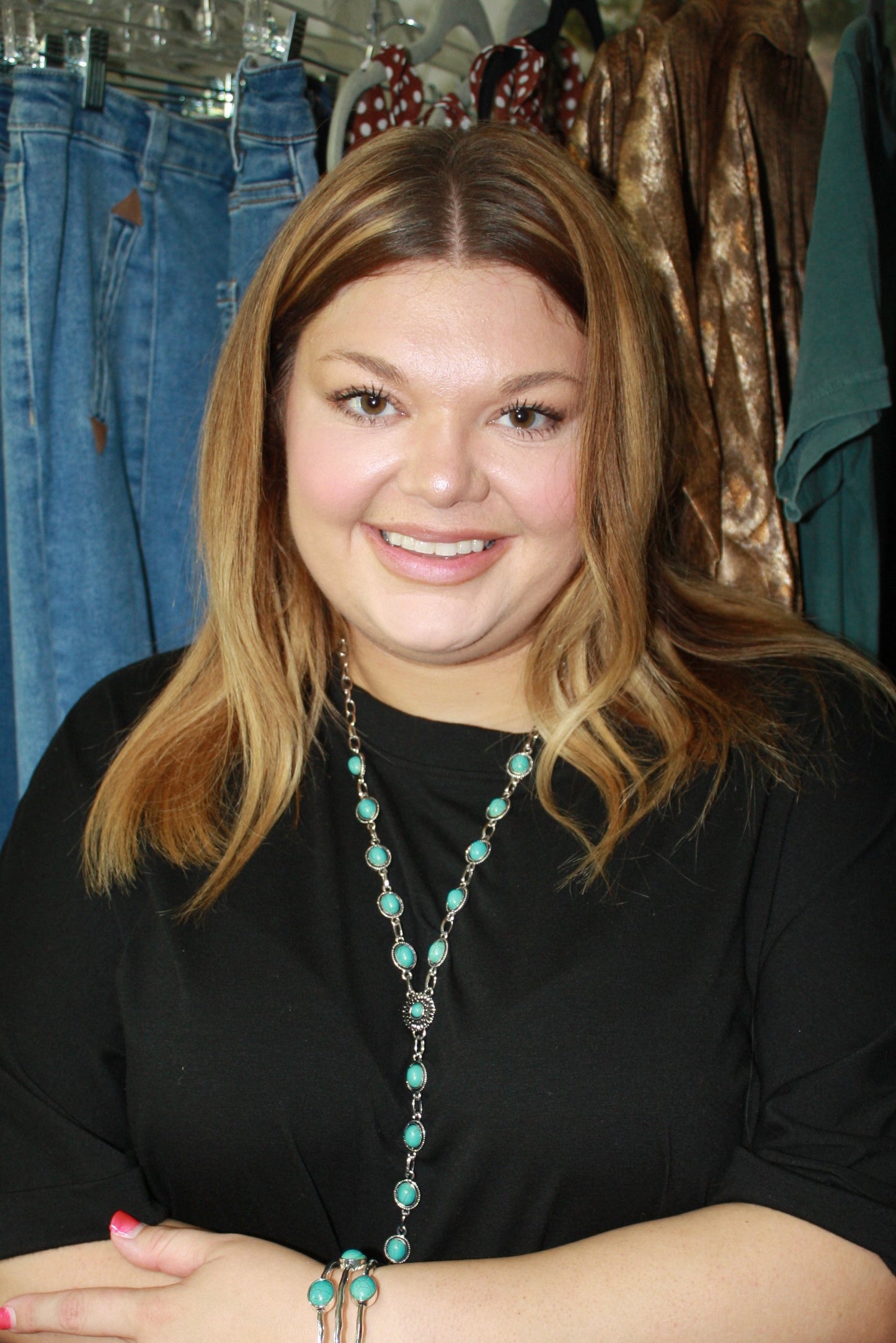 Silver and Turquoise Concho Lariat