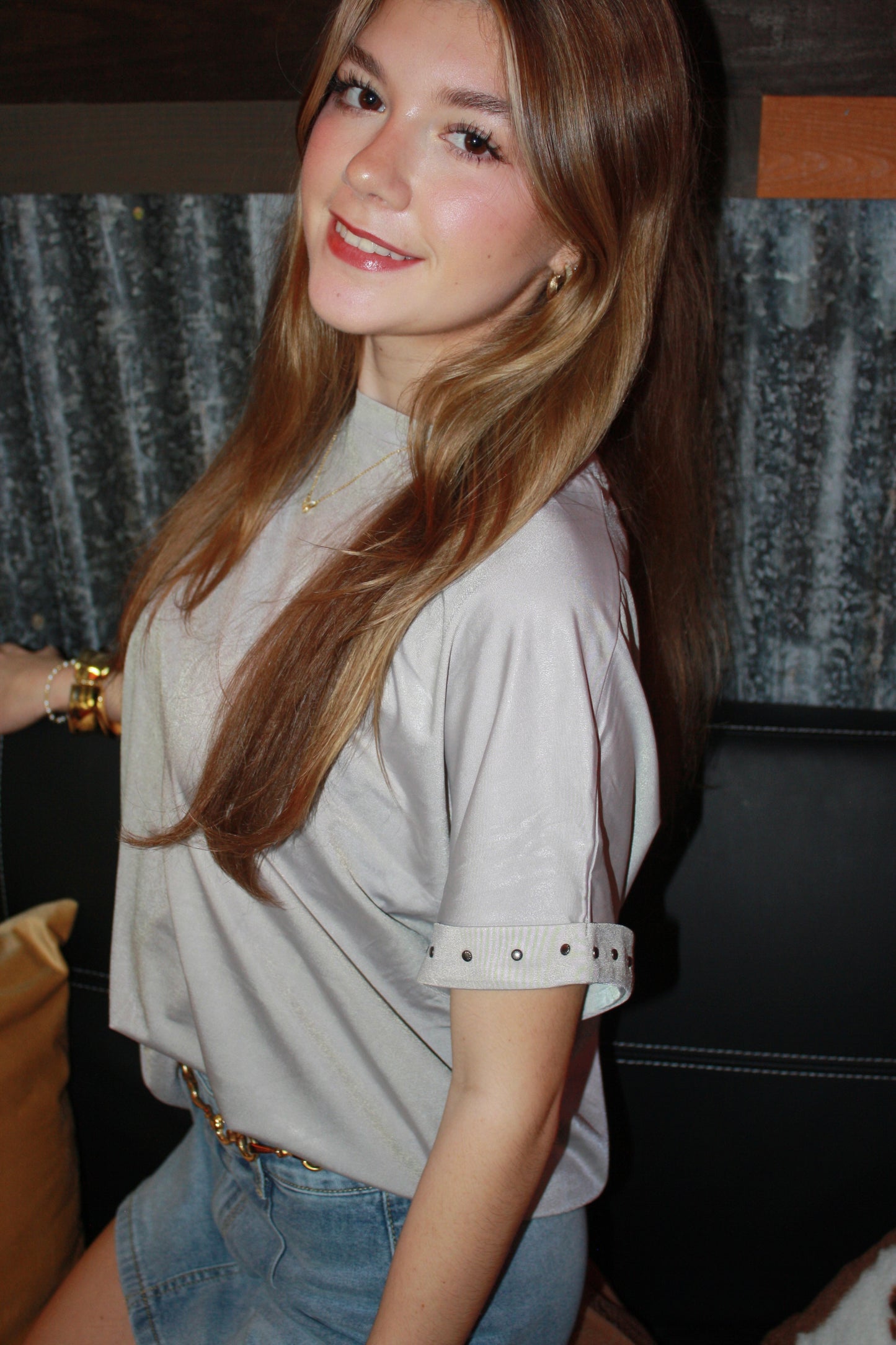 Studded Mom Cuff Tee