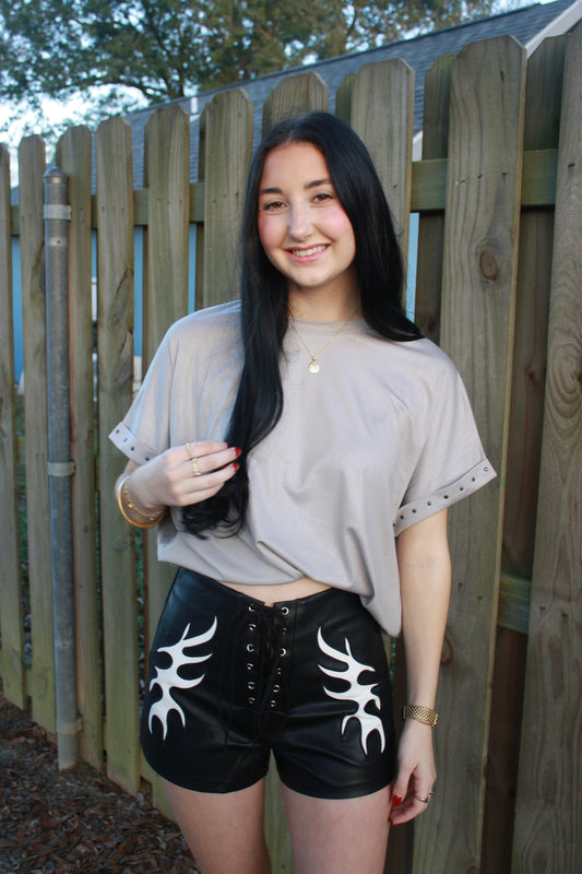 Studded Mom Cuff Tee