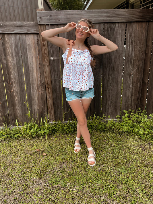 Floral Bow Tie Tank