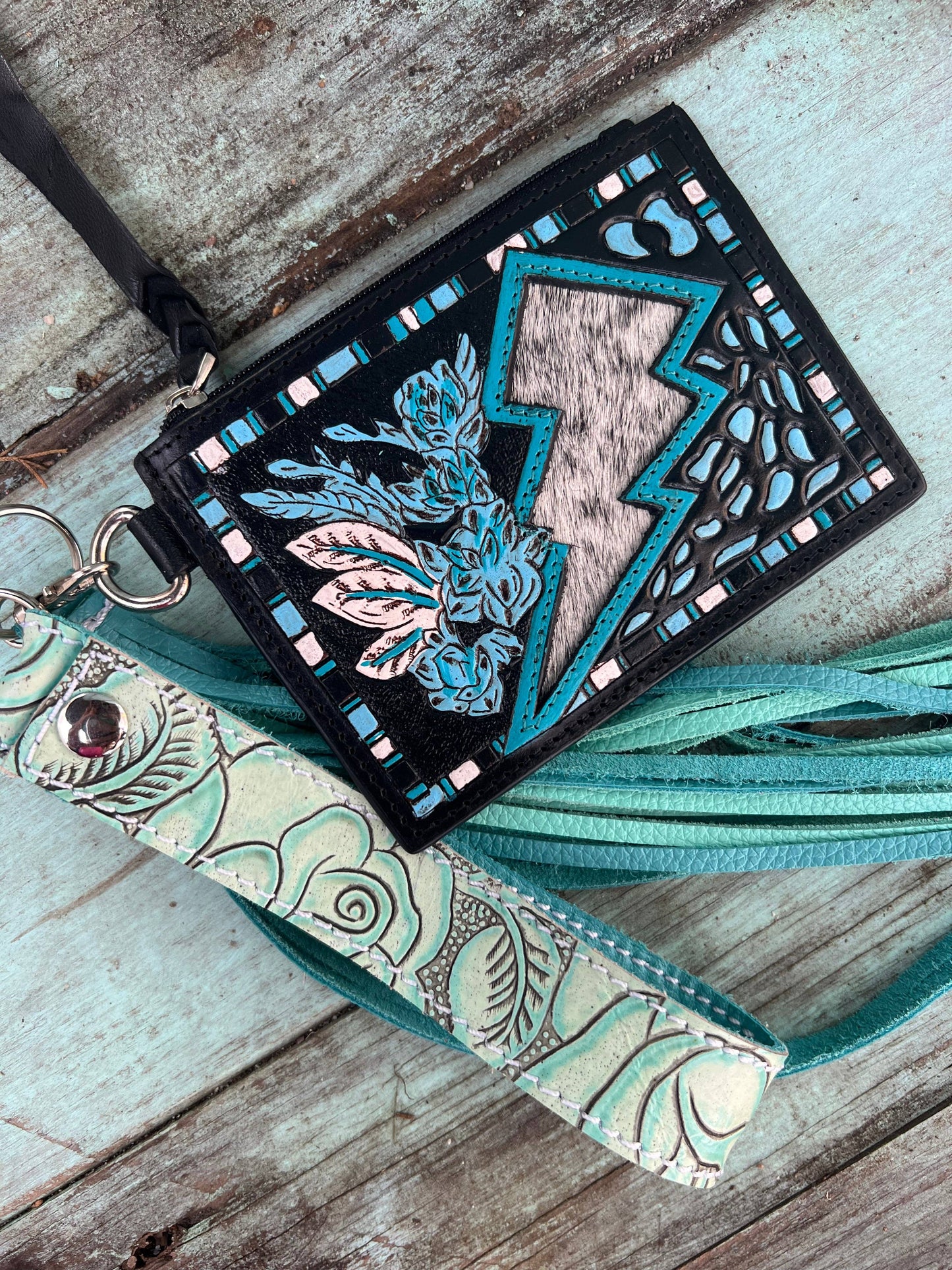 Lighting Bolt Turquoise Mini Wallet