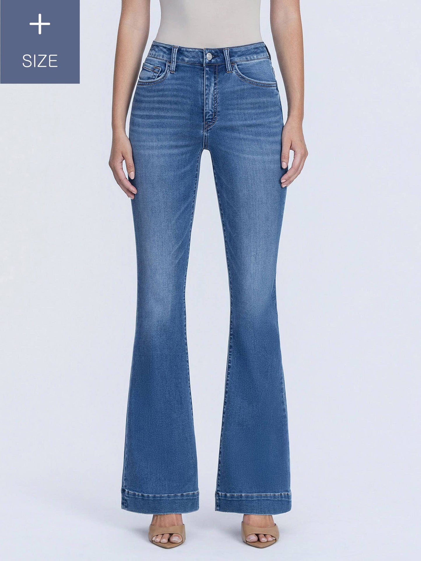 PLUS TUMMY CONTROL SUPER HIGH RISE FLARE JEANS